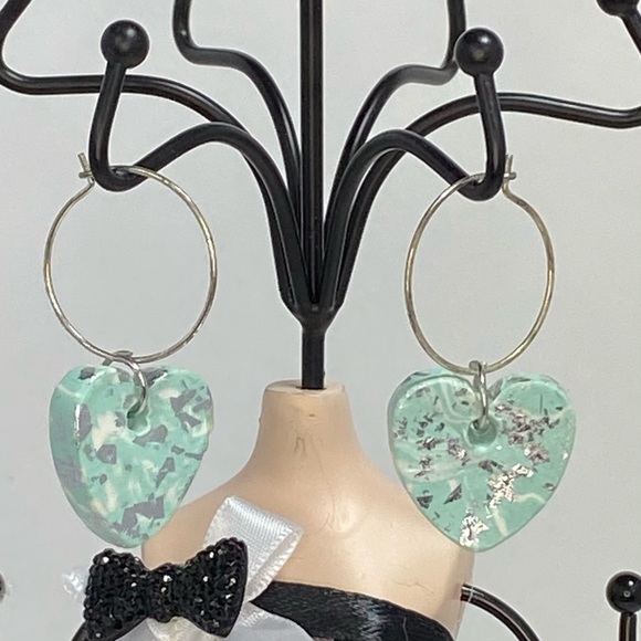 Unique Handmade Polymer Clay Pastel Heart Earrings - Picture 16 of 16